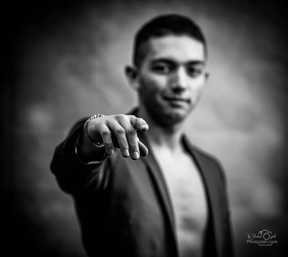 Shooting photo homme noir et blanc